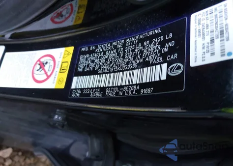 2019 Lexus Es 350 F Sport from USA, damaged, VIN 58ABZ1B15KU039385